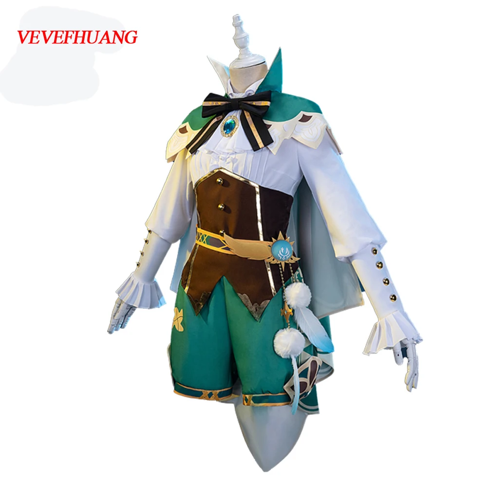 

VEVEFHUANG K Game Genshin Impact Cosplay Anime Accessories Project VENTI Costume Women's Cloak Shirt Pants Belt Socks Set